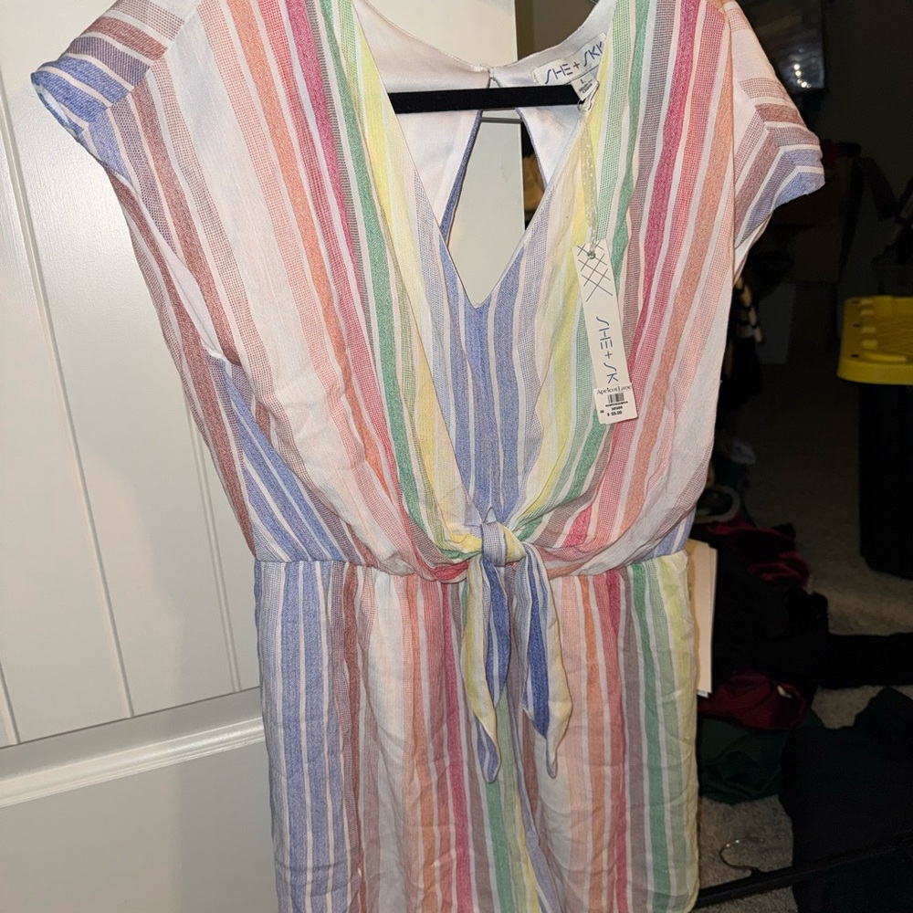 She + Sky Multicolor Striped womens One Piece romper